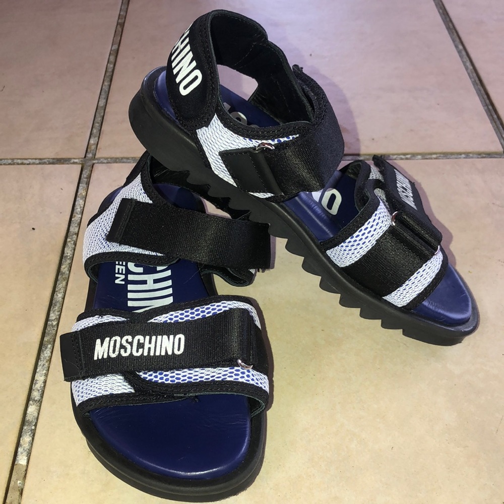 Moschino Black and White Kids Sport Sandals
